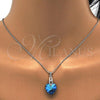 Rhodium Plated Pendant Necklace, Heart Design, with Bermuda Blue Swarovski Crystals and White Micro Pave, Polished, Rhodium Finish, 04.63.1330.16