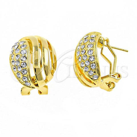 Oro Laminado Stud Earring, Gold Filled Style with White Crystal, Polished, Golden Finish, 02.59.0070 *PROMO*