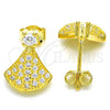 Sterling Silver Stud Earring, with White Cubic Zirconia, Polished, Golden Finish, 02.336.0094.2