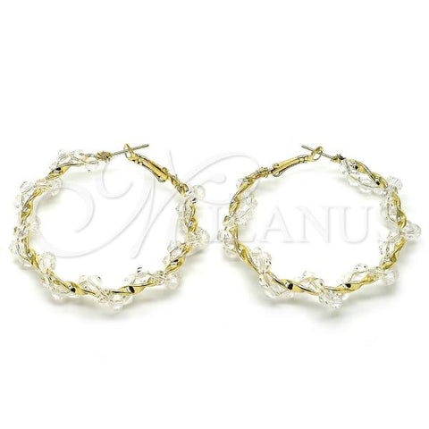 Oro Laminado Large Hoop, Gold Filled Style with White Crystal, Polished, Golden Finish, 02.196.0114.2.50