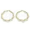 Oro Laminado Large Hoop, Gold Filled Style with White Crystal, Polished, Golden Finish, 02.196.0114.2.50