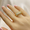 Oro Laminado Multi Stone Ring, Gold Filled Style with White Micro Pave, Polished, Golden Finish, 01.346.0009.09