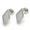 Sterling Silver Stud Earring, with White Cubic Zirconia, Polished, Rhodium Finish, 02.285.0080