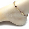 Oro Laminado Fancy Anklet, Gold Filled Style Evil Eye and Dolphin Design, Red Resin Finish, Golden Finish, 03.326.0009.1.10