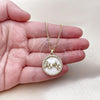 Oro Laminado Pendant Necklace, Gold Filled Style Mom and Heart Design, with Ivory Mother of Pearl and White Cubic Zirconia, Polished, Golden Finish, 04.423.0003.18