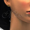 Stainless Steel Stud Earring, Flower Design, with Dark Peridot Crystal, Polished, Golden Finish, 02.271.0019.6