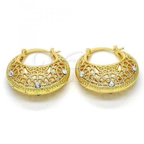 Oro Laminado Medium Hoop, Gold Filled Style with White Crystal, Polished, Golden Finish, 02.170.0186.30