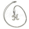 Stainless Steel Pendant Necklace, Initials and Rolo Design, with White Crystal, Polished, Steel Finish, 04.238.0007.1.18