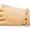 Oro Laminado Fancy Bracelet, Gold Filled Style Rolo Design, Polished, Golden Finish, 03.415.0012.08