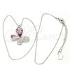 Rhodium Plated Pendant Necklace, Butterfly Design, with Violet and Aurore Boreale Swarovski Crystals, Polished, Rhodium Finish, 04.239.0043.3.18