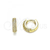 Oro Laminado Huggie Hoop, Gold Filled Style with White Micro Pave, Polished, Golden Finish, 02.195.0131.10