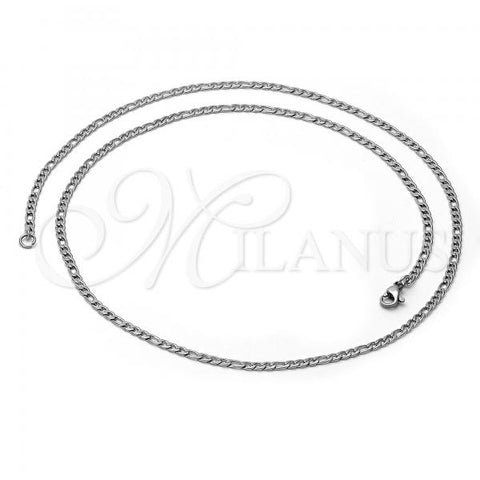 Stainless Steel Basic Necklace, Miami Cuban Design, Steel Finish, 04.113.1740.20