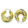 Oro Laminado Large Hoop, Gold Filled Style Greek Key and Twist Design, Polished, Golden Finish, 02.163.0180.45