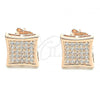 Sterling Silver Stud Earring, with White Cubic Zirconia, Polished, Rose Gold Finish, 02.369.0013.1