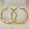 Oro Laminado Extra Large Hoop, Gold Filled Style Hollow Design, Diamond Cutting Finish, Golden Finish, 02.213.0241.70