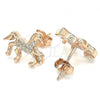 Sterling Silver Stud Earring, Horse Design, with White Micro Pave, Polished, Rose Gold Finish, 02.336.0069.1