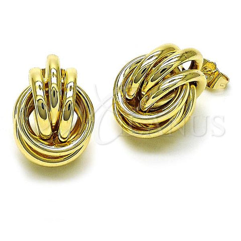 Oro Laminado Stud Earring, Gold Filled Style Love Knot and Hollow Design, Polished, Golden Finish, 02.196.0128