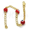 Oro Laminado Fancy Bracelet, Gold Filled Style Evil Eye Design, with Orange Red Opal, Polished, Golden Finish, 03.63.2066.1.07