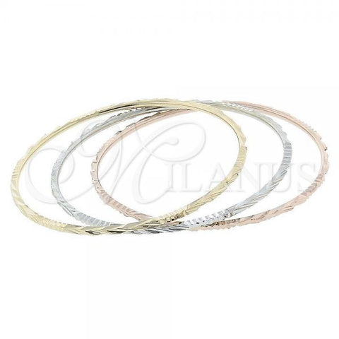 Oro Laminado Trio Bangle, Gold Filled Style Diamond Cutting Finish, Tricolor, 5.233.003.06 (03 MM Thickness, Size 6 - 2.75 Diameter)