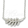Sterling Silver Pendant Necklace, Leaf Design, with White Cubic Zirconia, Polished, Rhodium Finish, 04.336.0088.16