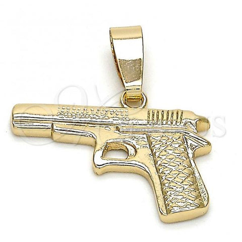 Oro Laminado Fancy Pendant, Gold Filled Style Diamond Cutting Finish, Golden Finish, 5.183.040