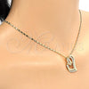 Oro Laminado Pendant Necklace, Gold Filled Style Heart Design, with White Micro Pave, Polished, Golden Finish, 04.195.0023.20