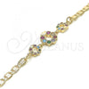 Oro Laminado Fancy Bracelet, Gold Filled Style Crown Design, with Multicolor Cubic Zirconia, Polished, Golden Finish, 03.233.0027.08