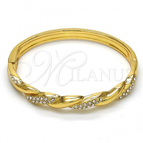 Oro Laminado Individual Bangle, Gold Filled Style with White Crystal, Polished, Golden Finish, 07.252.0039.04 (06 MM Thickness, Size 4 - 2.25 Diameter)