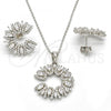 Sterling Silver Earring and Pendant Adult Set, with White Cubic Zirconia, Polished, Rhodium Finish, 10.286.0013