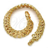 Gold Tone Fancy Bracelet, Diamond Cutting Finish, Golden Finish, 03.100.0021.08