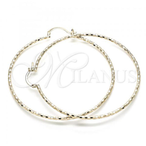 Oro Laminado Extra Large Hoop, Gold Filled Style Diamond Cutting Finish, Golden Finish, 02.168.0037.70