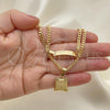 Oro Laminado Necklace and Bracelet, Gold Filled Style Cross Design, Polished, Golden Finish, 06.63.0264