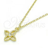 Sterling Silver Pendant Necklace, Flower Design, with White Cubic Zirconia, Polished, Golden Finish, 04.337.0007.1.16