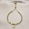 Oro Laminado Fancy Bracelet, Gold Filled Style San Benito and Cross Design, Polished, Two Tone, 03.341.0236.1.11