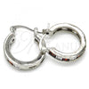 Rhodium Plated Small Hoop, with Garnet and White Cubic Zirconia, Polished, Rhodium Finish, 02.210.0294.6.20