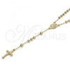 Oro Laminado Medium Rosary, Gold Filled Style Sagrado Corazon de Maria and Crucifix Design, Polished, Golden Finish, 5.208.002.24