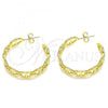 Oro Laminado Stud Earring, Gold Filled Style Puff Mariner Design, Polished, Golden Finish, 02.163.0154.30