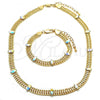 Oro Laminado Necklace and Bracelet, Gold Filled Style with Aurore Boreale Crystal, Polished, Golden Finish, 06.185.0017