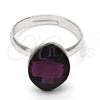 Rhodium Plated Multi Stone Ring, with Amethyst Swarovski Crystals, Polished, Rhodium Finish, 01.239.0008.3 (One size fits all)
