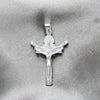 Sterling Silver Religious Pendant, Crucifix and Jesus Design, Polished, Silver Finish, 05.392.0096