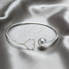 Sterling Silver Individual Bangle, Heart Design, Polished, Silver Finish, 07.393.0003.05