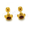 Stainless Steel Stud Earring, Flower Design, with Brown Crystal, Polished, Golden Finish, 02.271.0019.5