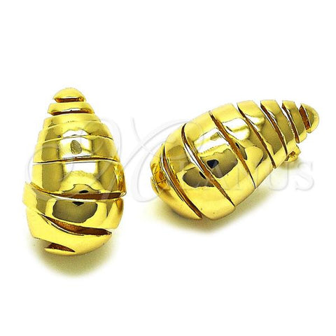 Oro Laminado Stud Earring, Gold Filled Style Chunky Design, Polished, Golden Finish, 02.341.0159