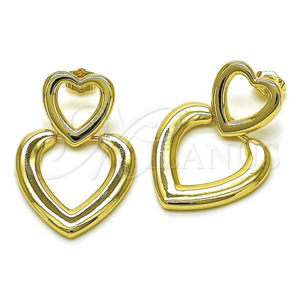 Oro Laminado Stud Earring, Gold Filled Style Heart Design, Polished, Golden Finish, 02.418.0003
