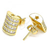 Oro Laminado Stud Earring, Gold Filled Style with White Micro Pave, Polished, Golden Finish, 02.195.0113