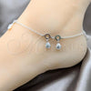 Sterling Silver Fancy Anklet, Shell Design, Polished, Silver Finish, 03.409.0074.10