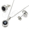 Sterling Silver Earring and Pendant Adult Set, with Black Cubic Zirconia and White Crystal, Polished, Rhodium Finish, 10.175.0075.4