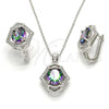 Sterling Silver Earring and Pendant Adult Set, with  Cubic Zirconia and White Micro Pave, Polished, Rhodium Finish, 10.186.0024