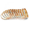 Gold Plated Dozen Bangle, Diamond Cutting Finish, Tricolor, 5.264.002.01 (06 MM Thickness, Size 1 - 1.50 Diameter)