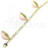 Oro Laminado Charm Bracelet, Gold Filled Style Shell Design, Pink Enamel Finish, Golden Finish, 03.63.2093.1.08